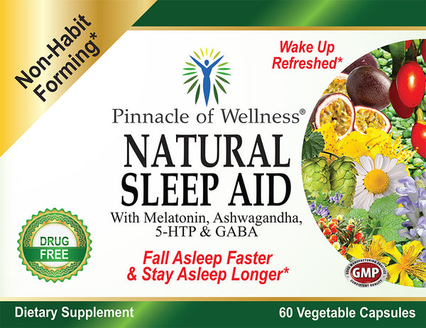 Natural Sleep Aid - Melatonin, Ashwagandha, 5-HTP, GABA and 12 Other Proven Ingredients - Herbal Non-Habit Forming Sleeping Pills (60 Vegan Capsules)