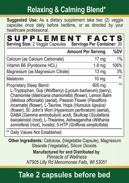 Natural Sleep Aid - Melatonin, Ashwagandha, 5-HTP, GABA and 12 Other Proven Ingredients - Herbal Non-Habit Forming Sleeping Pills (60 Vegan Capsules)