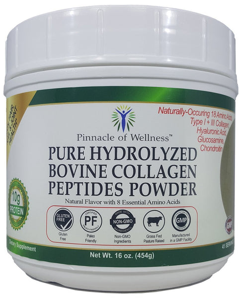 Pure Hydrolyzed Bovine Collagen Peptides Powder - Natural Flavor - 41 Servings 16.0oz (454g)