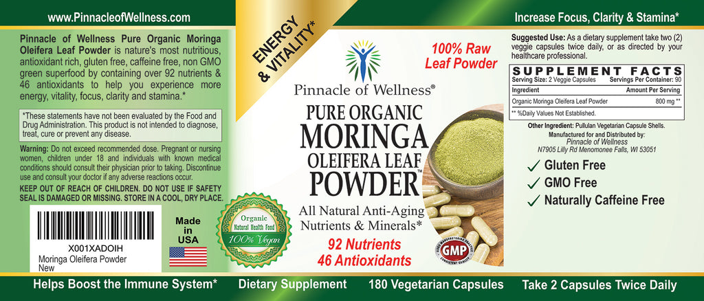 Pure Organic Moringa Oleifera Leaf Powder – Pinnacle of Wellness®
